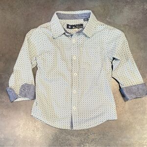Ben Sherman Boys Shirt 3T | Geo Print Button Up | Long Sleeve | Slate Blue